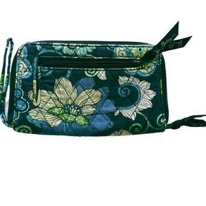 VERA BRADLEY NAVY BLUE FLORAL ZIP AROUND WALLET